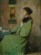 Thomas Dewing Portrait of a Lady Holding a Rose oil painting reproduction